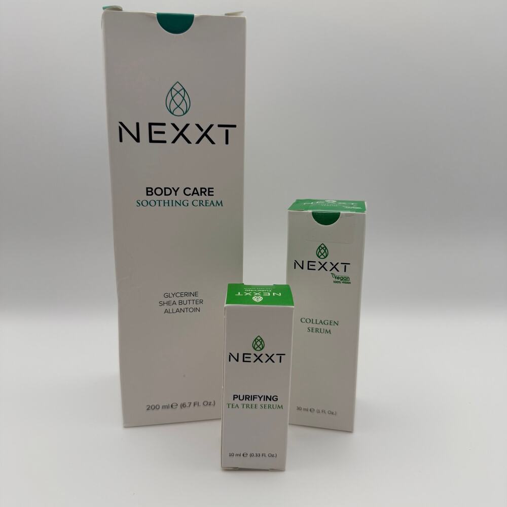 NEXXT Skincare Set Body Cream Collagen Serum Tea Tree Serum